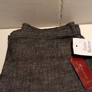 J M Collection Linen Pants Black / White Cross-dye   Size 12 NWT